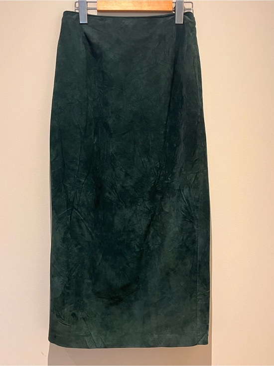 Vintage Dresses & Skirts - Vintage Genuine Suede Forest Bottle Green Midi/Maxi Skirt S